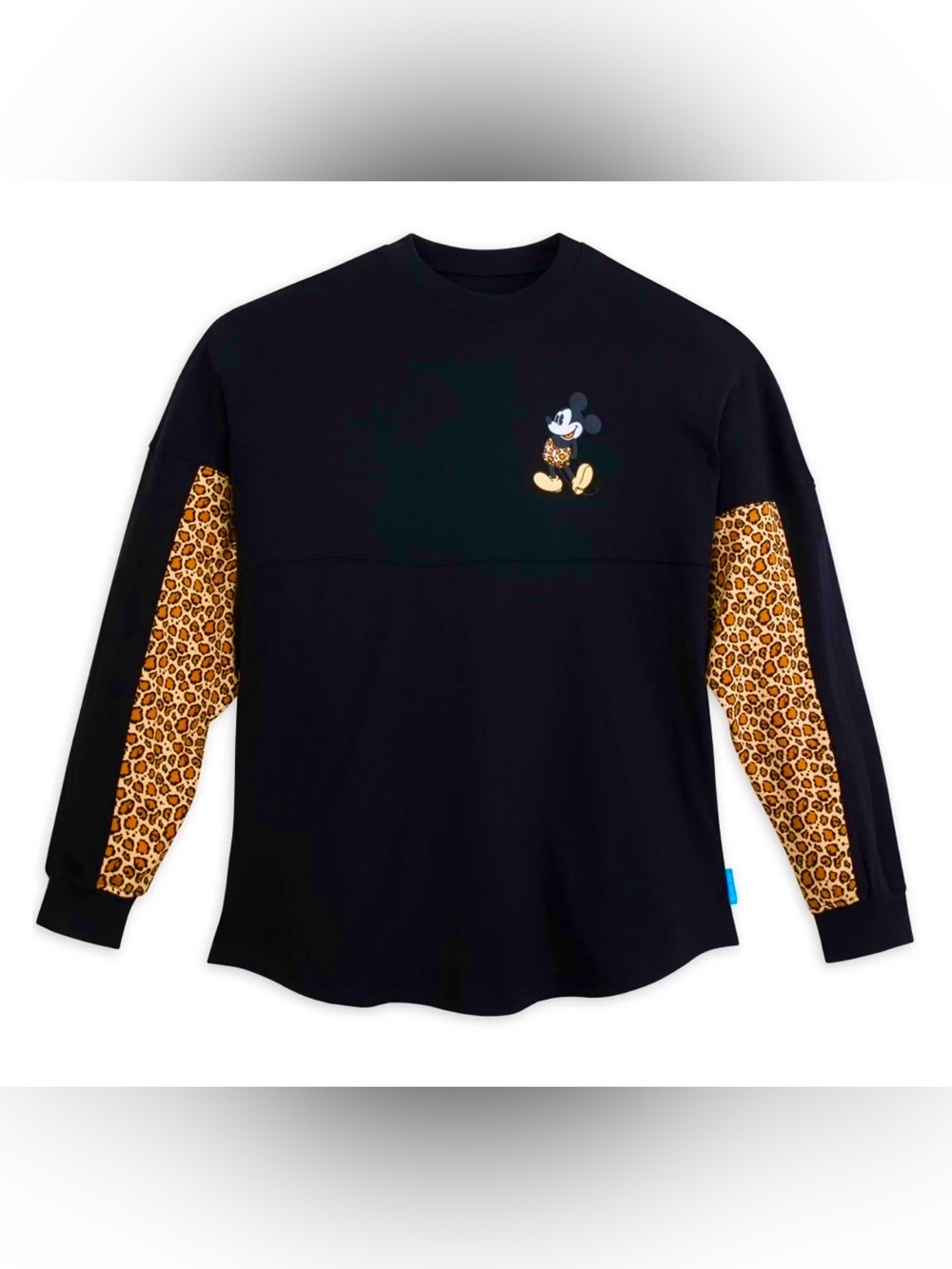 Womens Long-Sleeve spirit jersey with Leopard Sleeves and Mickey Graphic
